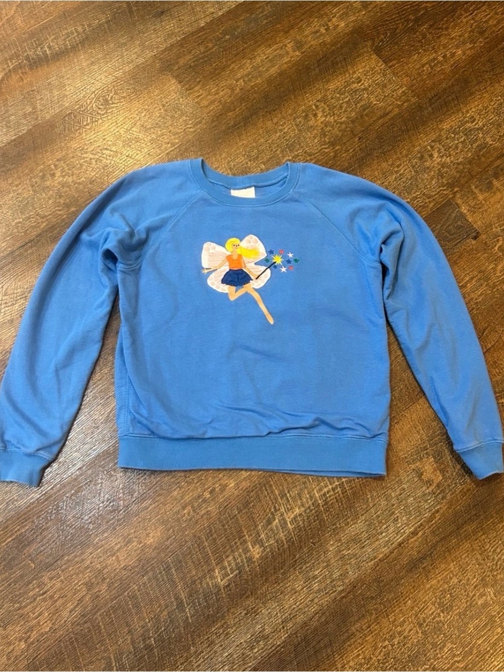 Hanna Andersson Blue Crewneck Sweatshirt with Fairy Embroidery 150
